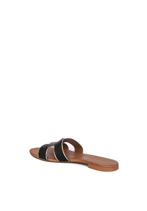 Black leather sandal VINCENT VEGA | P106 HDLVIT-NERO